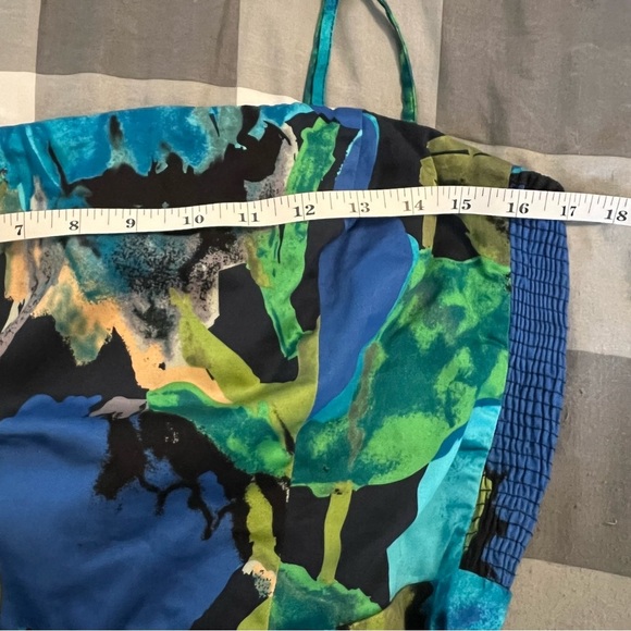 Anthropologie Vanessa Virginia Blue Watercolor Floral Print 50s Midi Dress sz 14 - Picture 13 of 16